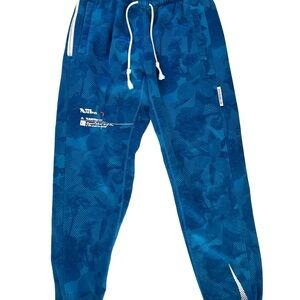 Nike Joggers Mens M Blue Floral Print Dri Fit Standard Embroiered Swoosh Logo